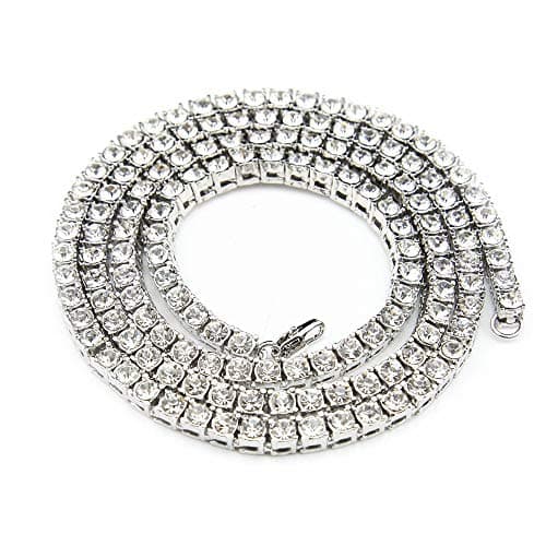 LARDROK Hip Hop Bling CZ Sparkling Cool Tennis Necklace for Men
