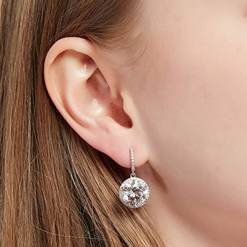 Michooyel Sterling Silver D-E Color VVS Cubic Zirconia Halo Earrings