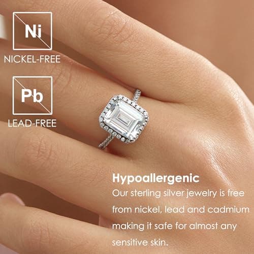 Michooyel 4.0ct Emerald Cut S925 Promise Ring for Women