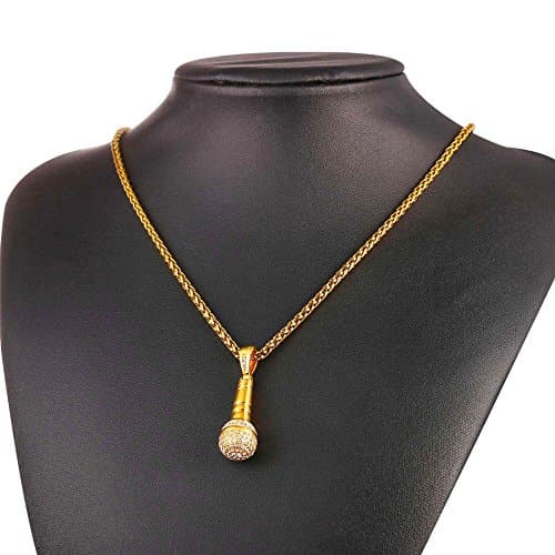 Stainless Steel 18K Gold Plated Rock Music Necklace Adjustable Chain Men Women Teens