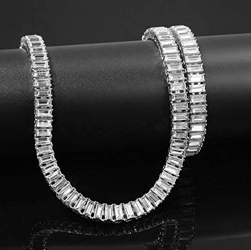 HH BLING EMPIRE Men's Silver and Gold Diamond Tennis Chains 16-30 Inches