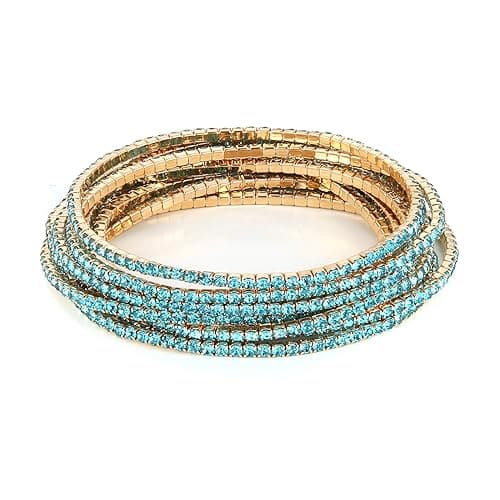 HZMAN Dainty 14K Gold Plated Stretch Bracelet Set for Women