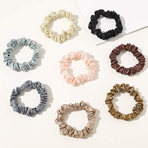 Elastics Ponytail Holder Scrunchies - Silk Satin Hair Ties for Thick Curl Hair