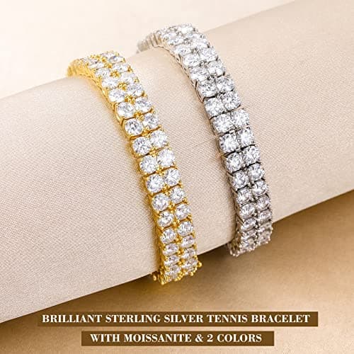 Moissanite Diamond Tennis Bracelet 18K Gold Plated Sterling Silver Hip Hop Jewelry for Women Men