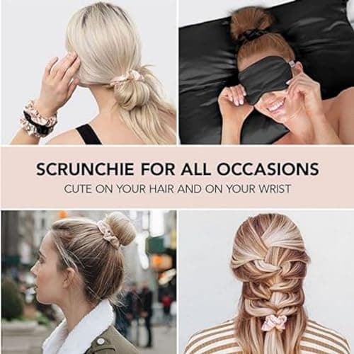 Adorable Women's Satin Scrunchies - Softer than Silk, 5-Pack | Holiday Gifts