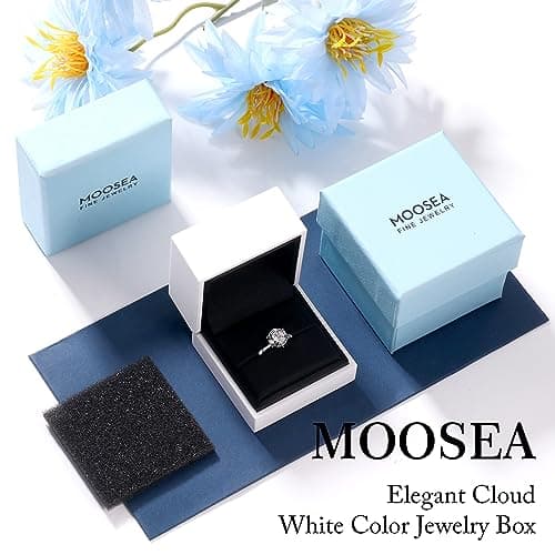 MOOSEA 3ct Moissanite Solitaire Ring - 14K White Gold Vermeil Wedding Ring