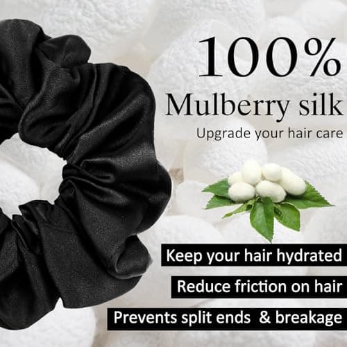 Chuangdi Black Jumbo Satin Scrunchies for Women