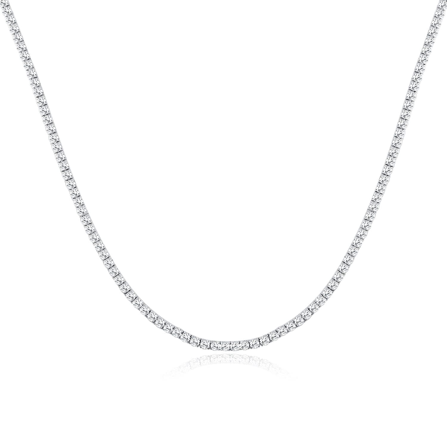 Tennis Necklace 925 Silver| 3-6mm CZ Round Cut Chain for Women and Men 16-24inches