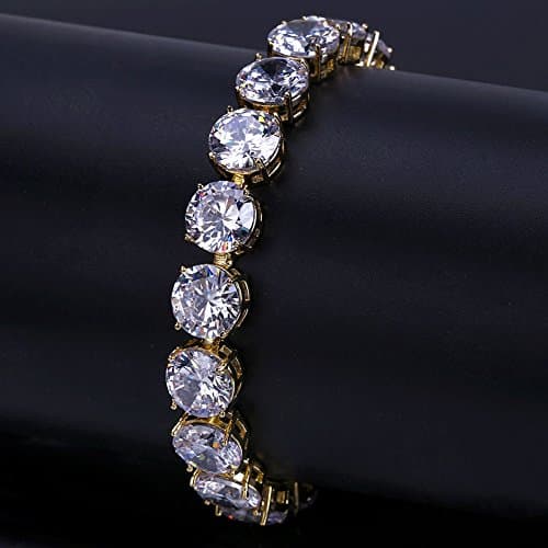 JINAO 14K Gold Plated 5A+ CZ Diamond Tennis Bracelet for Men & Women