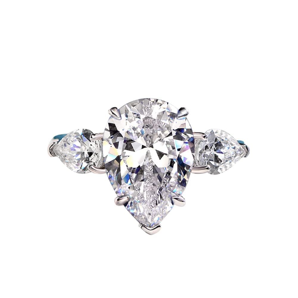 Michooyel S925 5.0ct Pear Cut Cubic Zirconia Engagement RingSilver Wedding Bridal Band Fine Jewelry For Women