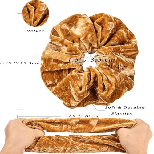 Jumbo Velvet Scrunchies for Women - Thick & Thin Hair, No Damage, Holds Tide (1 Pack, Yellow)