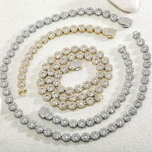 TOPGRILLZ 10mm 14K Gold Plated Iced Out CZ Solitaire Tennis Bracelet