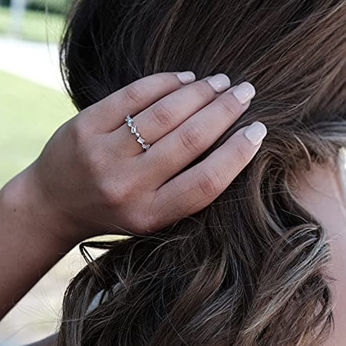 BLOSSOM & HUE .925 Sterling Silver Baguette CZ Half Eternity Ring