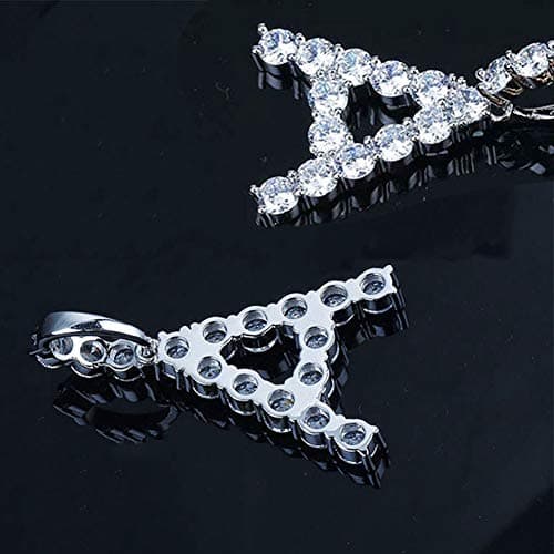 Jacruces Personalized Bling CZ Letter Necklace for Women Silver Tennis Chain