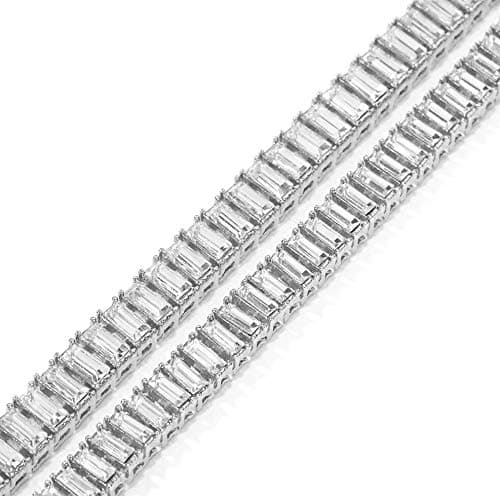 HH BLING EMPIRE Men's Silver and Gold Diamond Tennis Chains 16-30 Inches