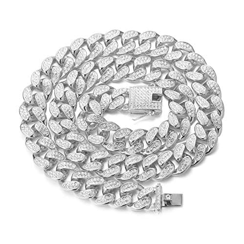 Halukakah Gold Chain for Men - The Royal - Iced Out 14/20MM 18k Real Gold/Platinum White Gold/Rose Gold/Rhodium Black Plated Diamond Cuban Link Chain Necklace Bracelet - Lab Diamonds Prong Set - Great Gift Idea