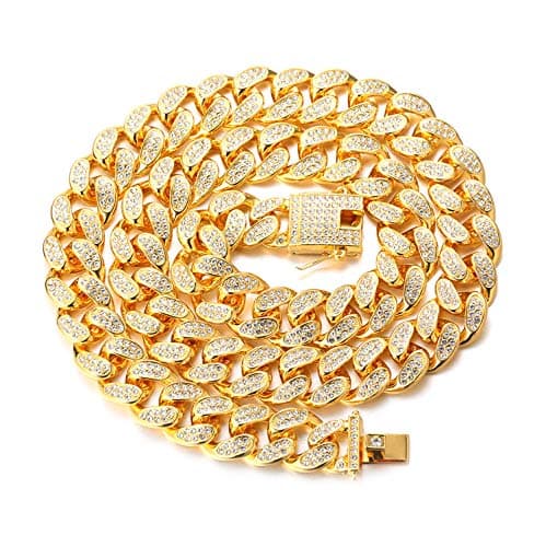 Halukakah Gold Chain for Men - The Royal - Iced Out 14/20MM 18k Real Gold/Platinum White Gold/Rose Gold/Rhodium Black Plated Diamond Cuban Link Chain Necklace Bracelet - Lab Diamonds Prong Set - Great Gift Idea