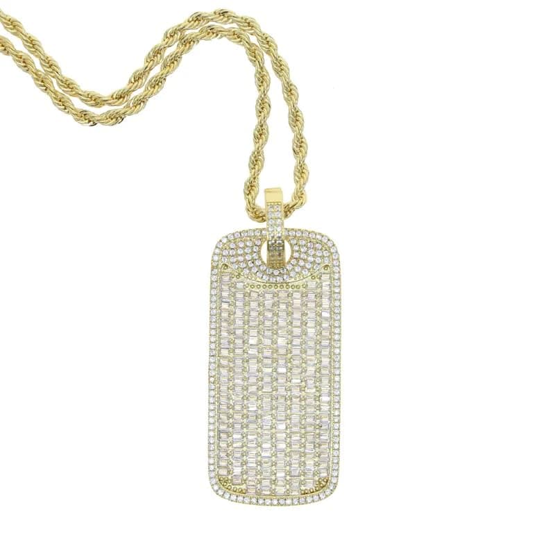 Bling Square Pendant Necklaces for Men & Women in Gold or Silver