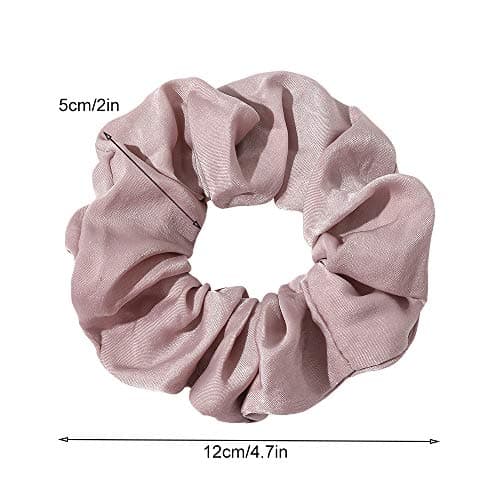 Ivyu Silk Satin Scrunchies - Soft No-Hurt Hair Bands for Women White Black Gray Pink