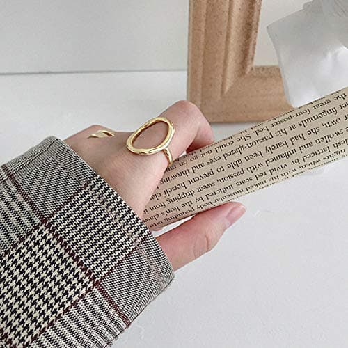 Kokoma Oval Round Sterling Silver Open Loop Geometric Ring for All Fotos