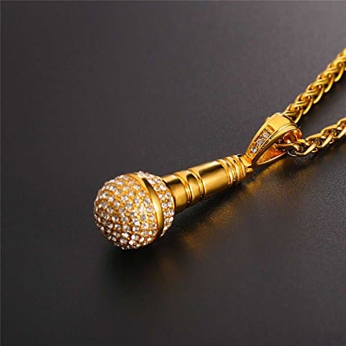 Stainless Steel 18K Gold Plated Rock Music Necklace Adjustable Chain Men Women Teens