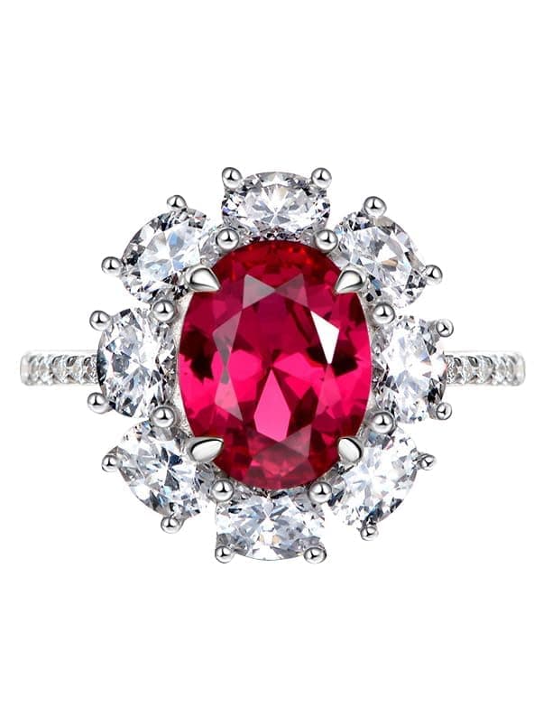 Michooyel 2.0ct Pigeon Blood Ruby Oval Cut Engagement Ring Bands