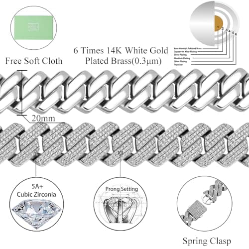 TopGrillz 14K Gold Plated Diamond Cuban Bracelet for Men & Women