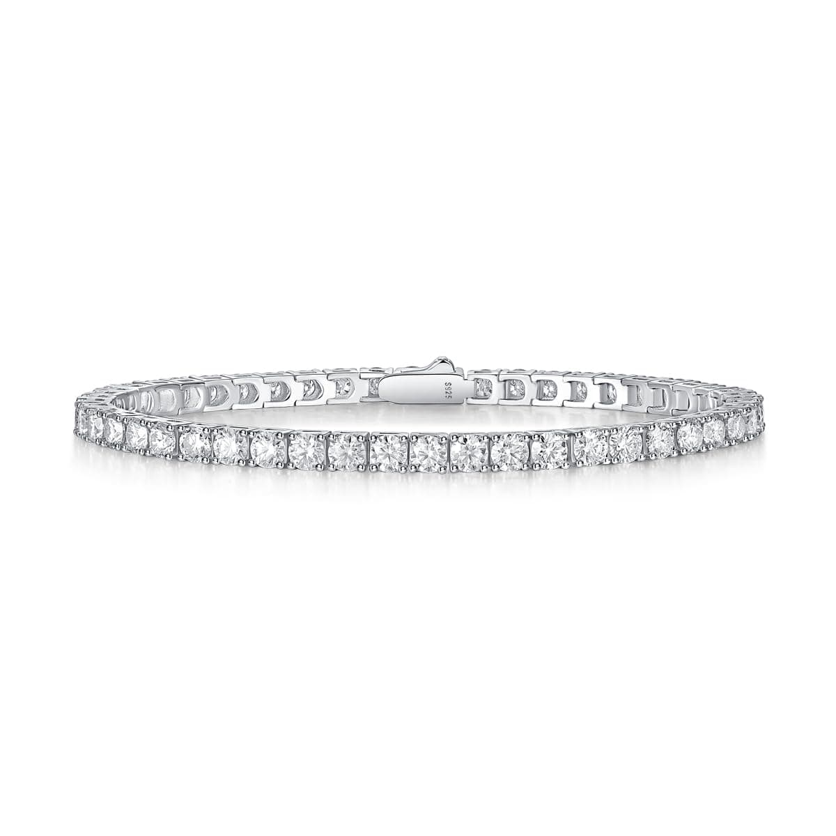FANCIME 925 Sterling Silver Moissanite Tennis Bracelet 5mm D Color VVS1 Round Cut
