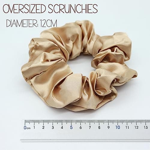 Leopard Silk Satin Scrunchies for Women, 6PCS Solid Color Hair Elastic Bands