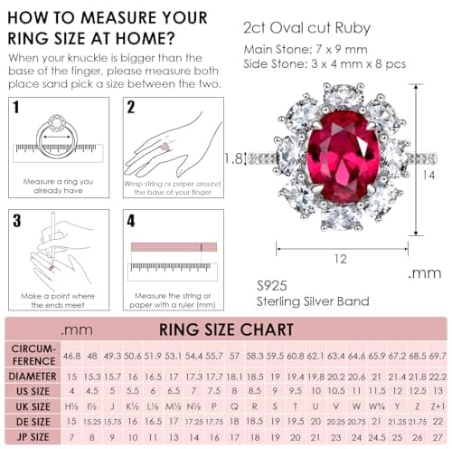 Michooyel 2.0ct Pigeon Blood Ruby Oval Cut Engagement Ring Bands