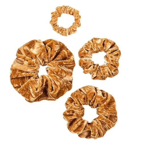 Jumbo Velvet Scrunchies for Women - Thick & Thin Hair, No Damage, Holds Tide (1 Pack, Yellow)