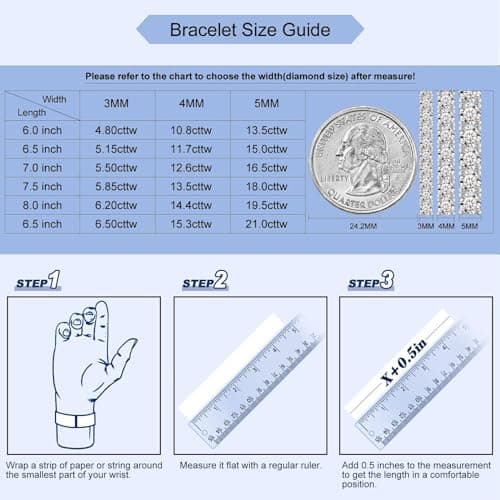 Gem's Moissanite Tennis Bracelet – Lab-Created D Color/VVS1 18k White Gold Plated