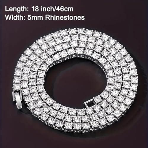 Fesciory Silver 5mm Adjustable Cubic Zircon Tennis Necklace for Women