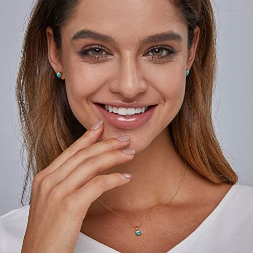 Michooyel Sterling Silver 4 Prong Opal Pendant Necklace 18K Rose Gold Tone