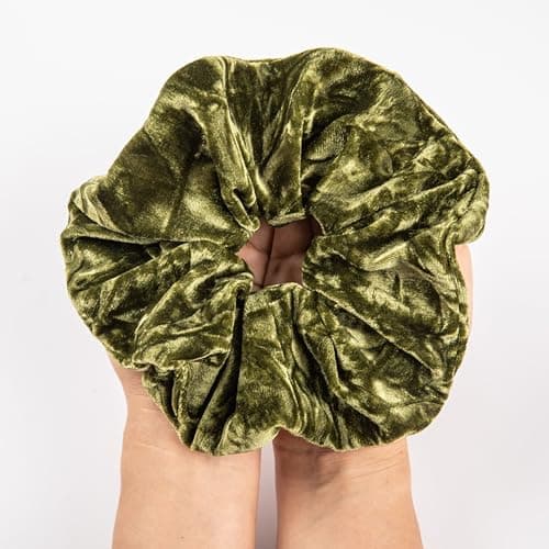 Jumbo Velvet Scrunchies for Women - Thick & Thin Hair, No Damage, Holds Tide (1 Pack, Yellow)