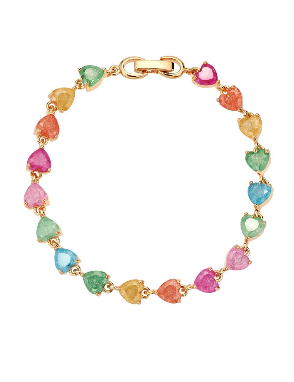 Michooyel 18K Gold Plated Rainbow Cubic Zirconia Heart Bracelet for Women