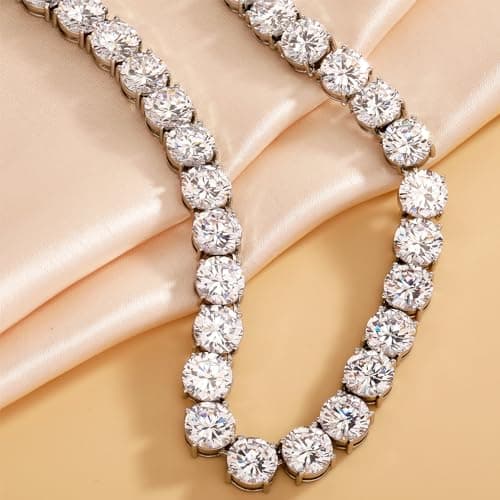 OYOGAA 14K Gold & Silver 10MM Tennis Diamond Baguette Choker for Men & Women
