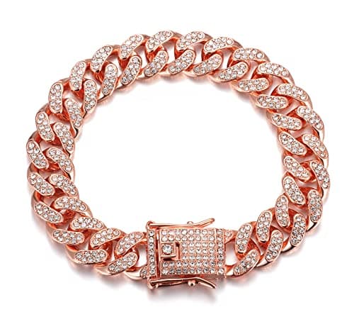 Halukakah Gold Chain for Men - The Royal - Iced Out 14/20MM 18k Real Gold/Platinum White Gold/Rose Gold/Rhodium Black Plated Diamond Cuban Link Chain Necklace Bracelet - Lab Diamonds Prong Set - Great Gift Idea