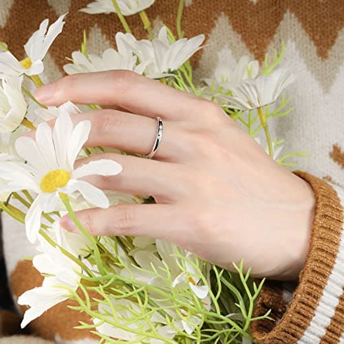 Ladylike 3 Stone Moissanite Bezel Set Wedding Bands in Sterling Silver for Her