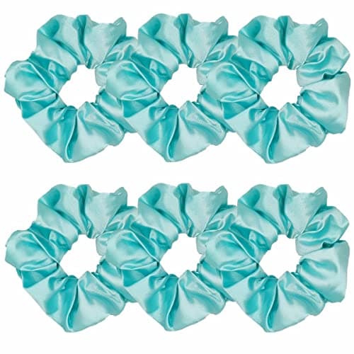 Silk Scrunchies for Women, Soft Hair Ties in Black (4.3 inch)
