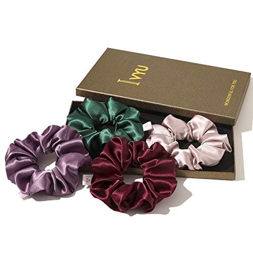 Silk Scrunchies Hair Ties for Girls & Women, Soft No-Crease Ponytail Holders
