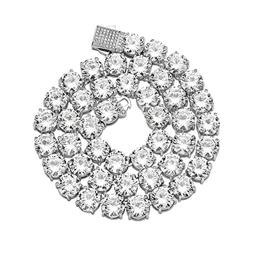 OYOGAA 14K Gold & Silver Tennis Diamond Choker Necklace, 10mm Cubic Zirconia for Men & Women