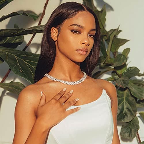 OLVLUS Iced Out 14mm Diamond Cubic Zirconia Cuban Link Choker for Men & Women