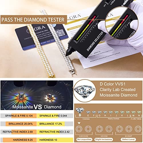 Moissanite Diamond Tennis Bracelet 18K Gold Plated Sterling Silver Hip Hop Jewelry for Women Men