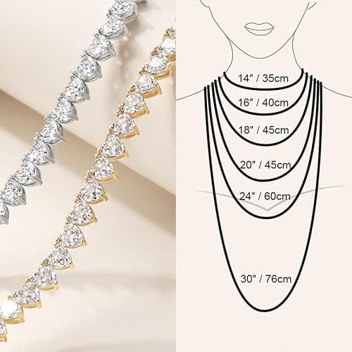 Michooyel Heart Tennis Necklace CZ 16,18,20 Inches Fashion Jewelry