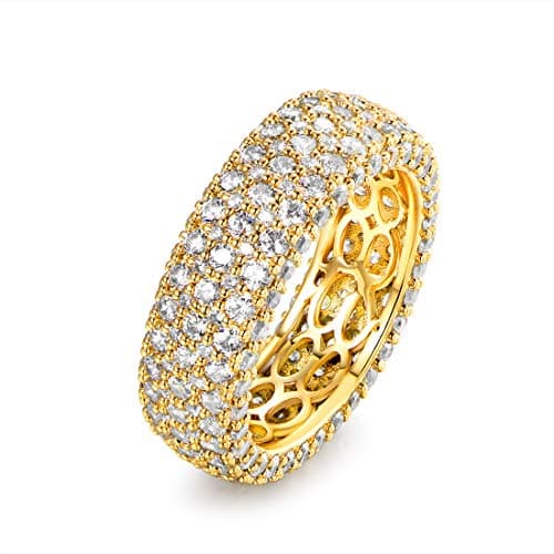 Barzel Women's 18k White/Rose Gold Plated Wide Eternity Ring