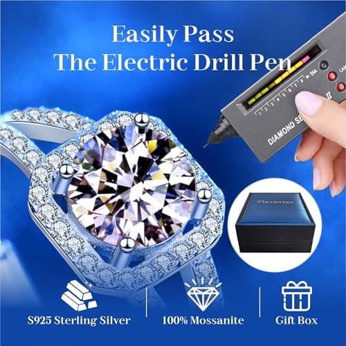 PINAIDYINS Moissanite 1-3CT Rings, 18K Gold Plated, D Color VVS1 Ideal Cut, Gift for Mom/Wife/Girlfriend