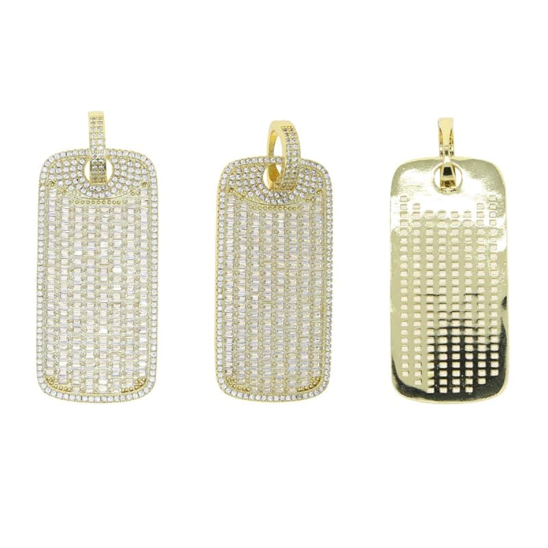 Bling Square Pendant Necklaces for Men & Women in Gold or Silver