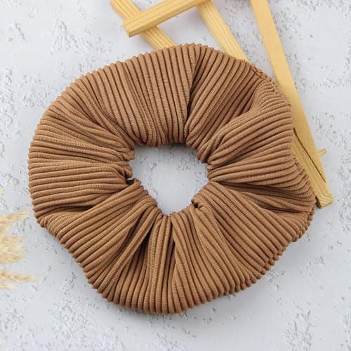Big, Soft Scrunchies for Thick Hair - 6PCS, Black, Coffee, Off White, Pink, Purple, Khaki