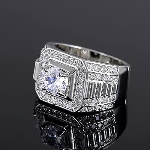Metmejiao Men's Moissanite Engagement Ring 925 Sterling Silver Promise Band Gold Diamond Iced Out Anniversary Jewelry